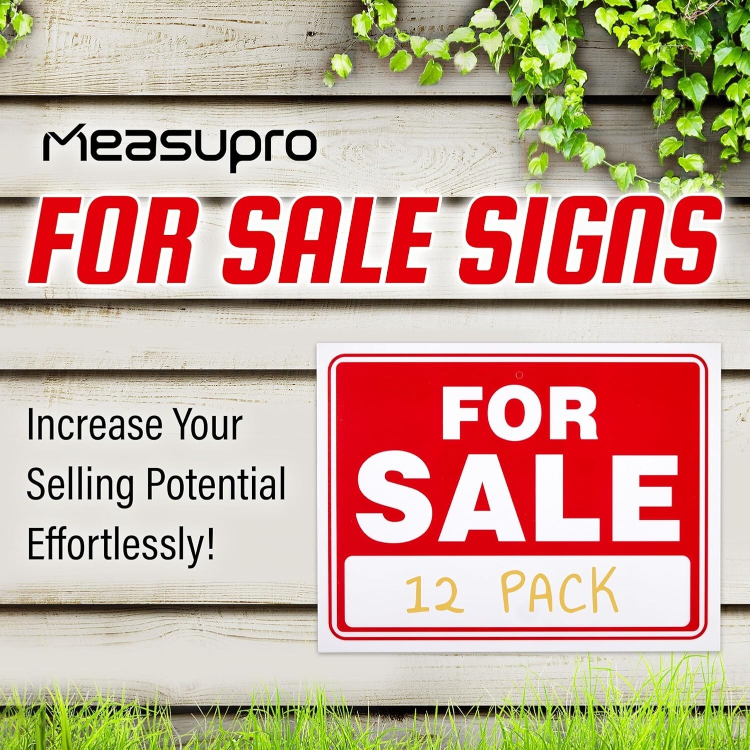 For Sale Signs – 12 Pack – 9 x 12 Inch Weatherproof & Rust Free