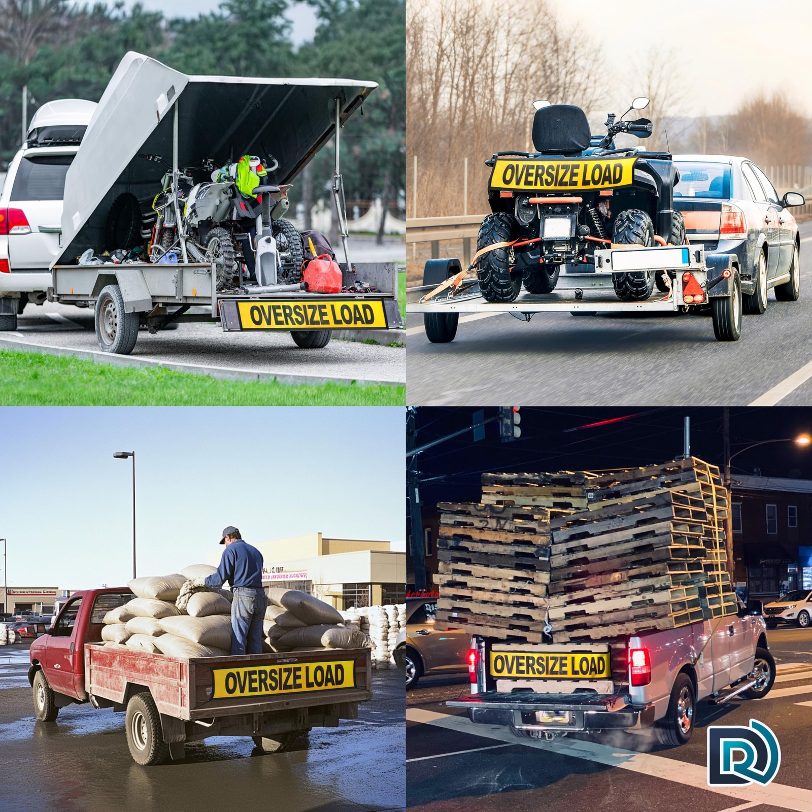 Oversize Load Signs for Trucks, 12 x 60 Inch Yellow Wide Load Warning Banners…