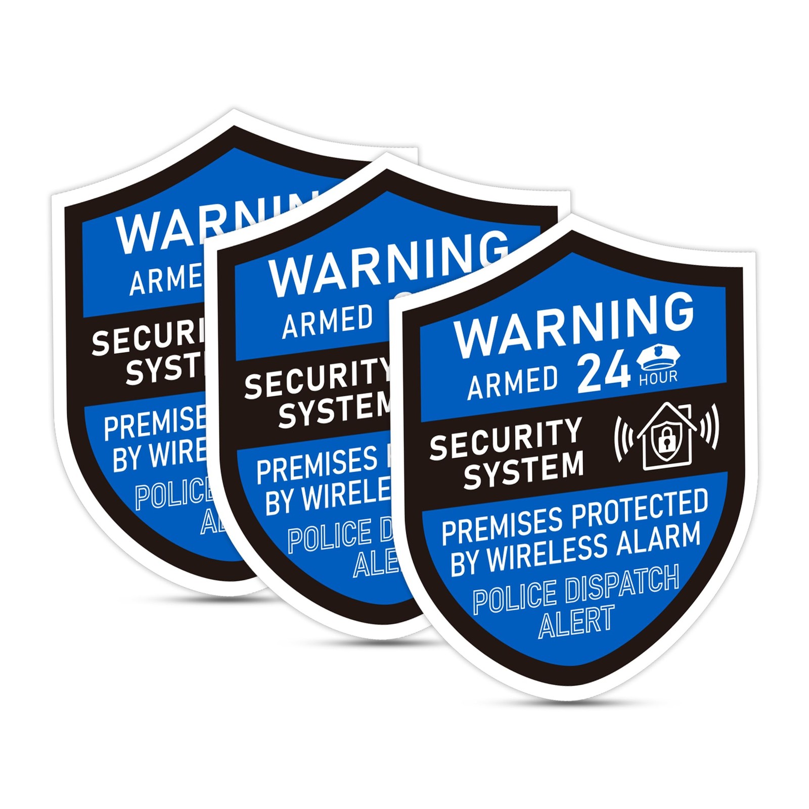 3PCS Security Alarm System Sign for Home, Self-Adhesive Weatherproof Small 24…
