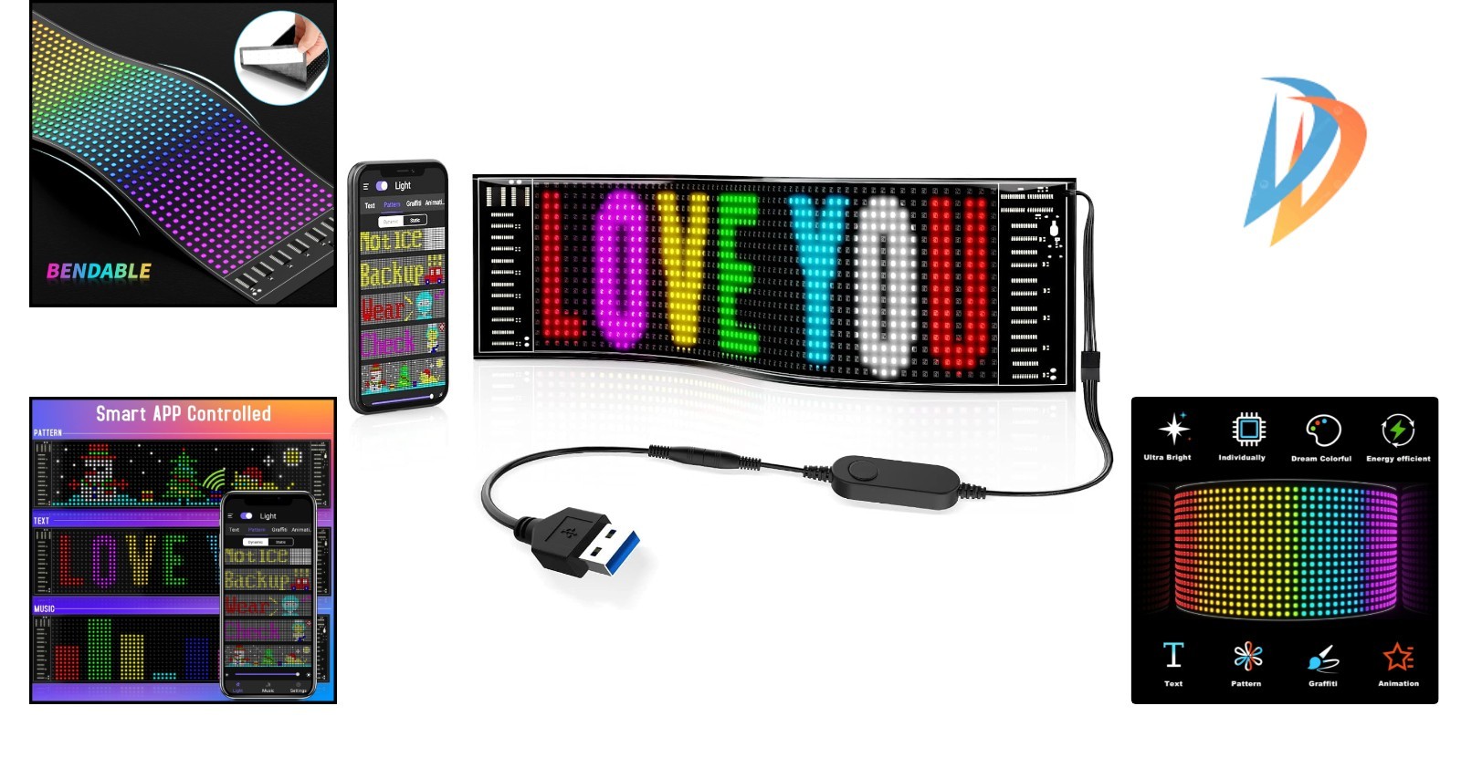 15”x4” Customizable LED Matrix Sign with Smart App Control for Bars & Hotels