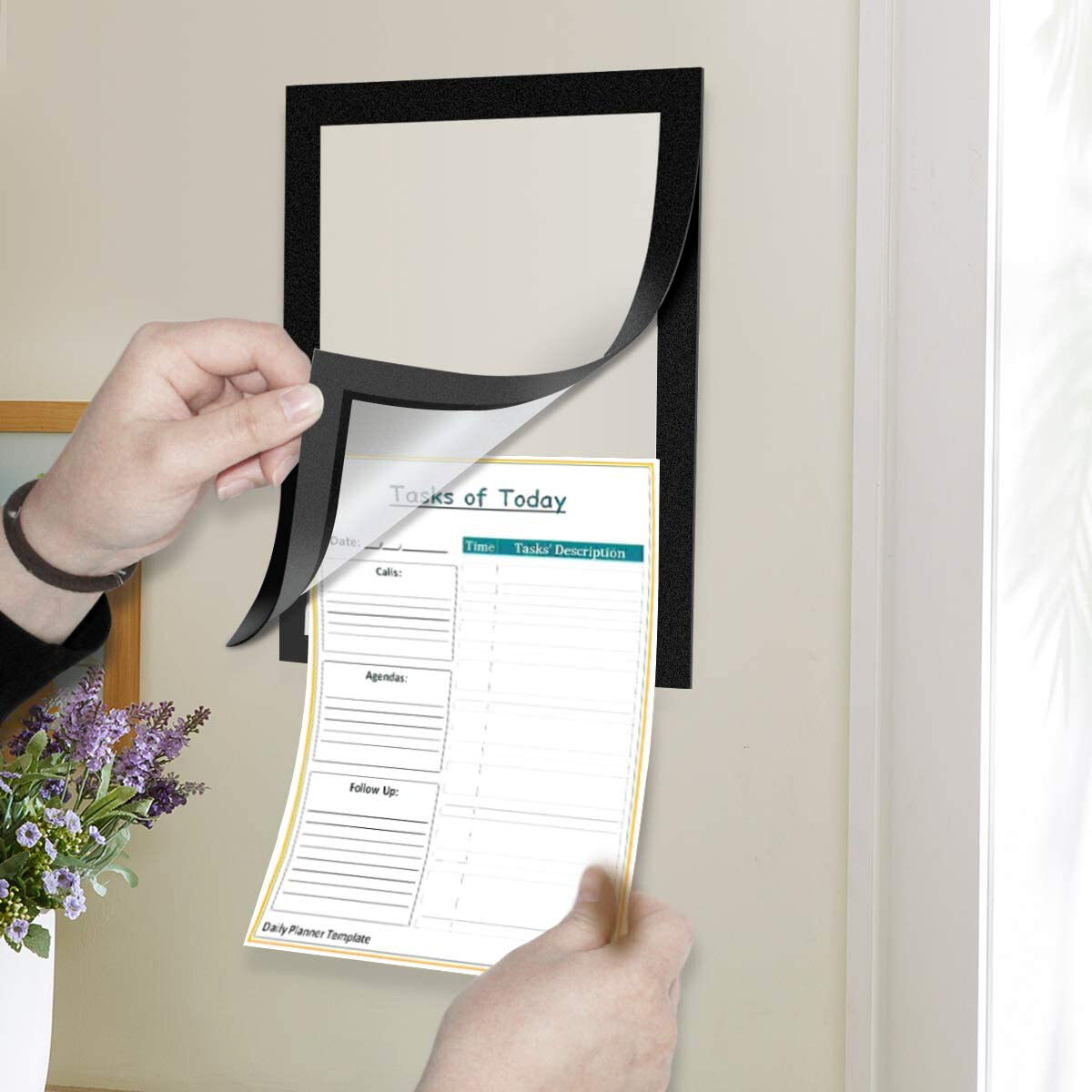 Self-Adhesive Magneti Business and Store Document Sign Holder Picture Frames-6PK