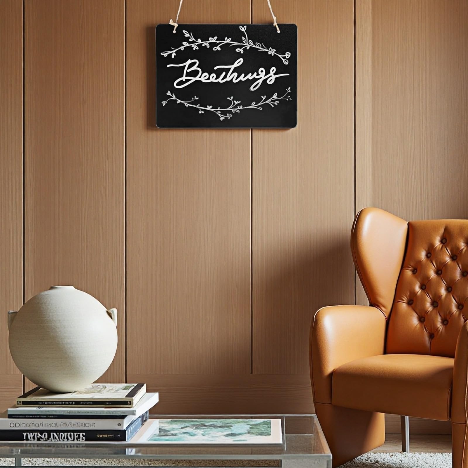 Wooden Double Sided Hanging Chalkboard Signs,Memo Message Sign, Vintage Erasa…