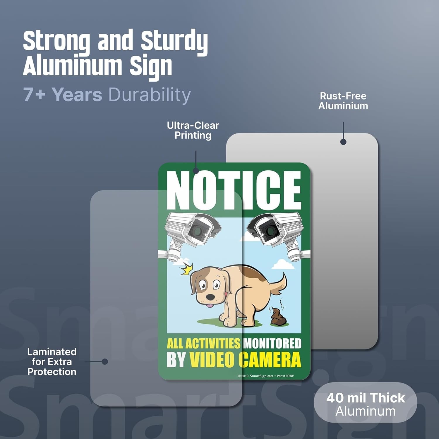 SmartSign 10 x 7 inch “Notice – All Activities Monitored by Video Camera” LawnPu