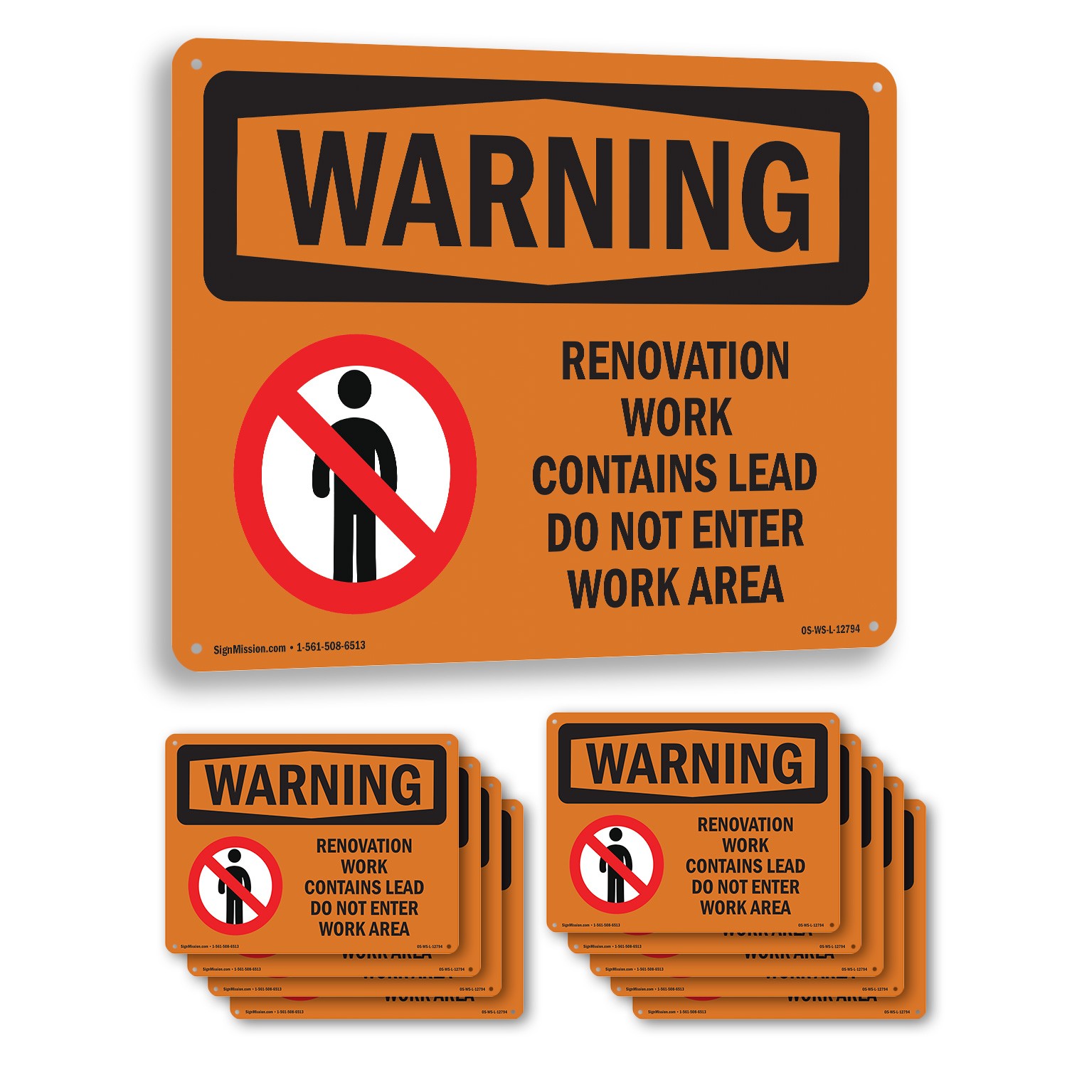 Renovation Work Contains Lead Do Not Enter OSHA WARNING Sign, Decal 5 or 10 Pack
