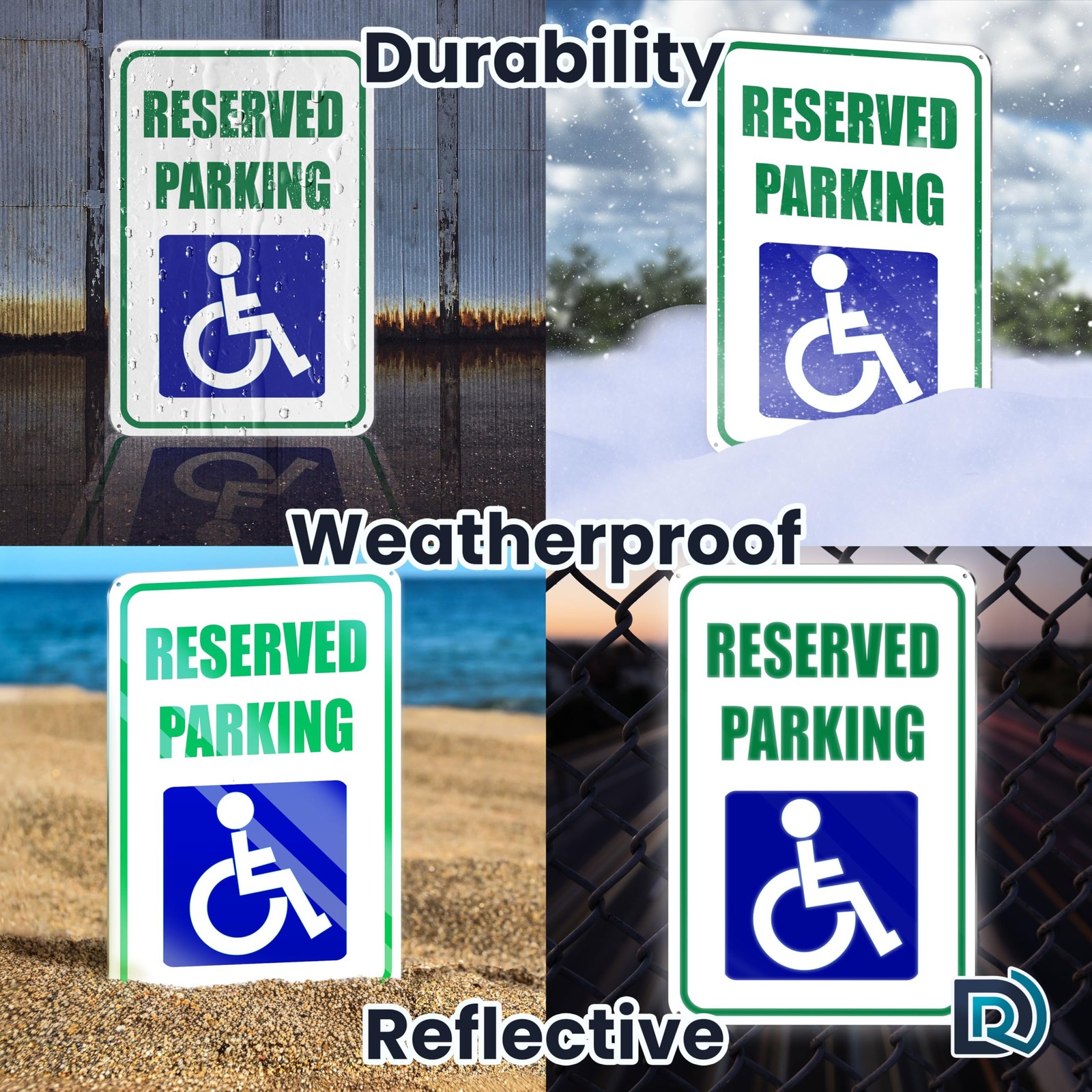2 PC Handicap Reserved Parking Signs, 8X12 Reflective Aluminum Disabled Parking