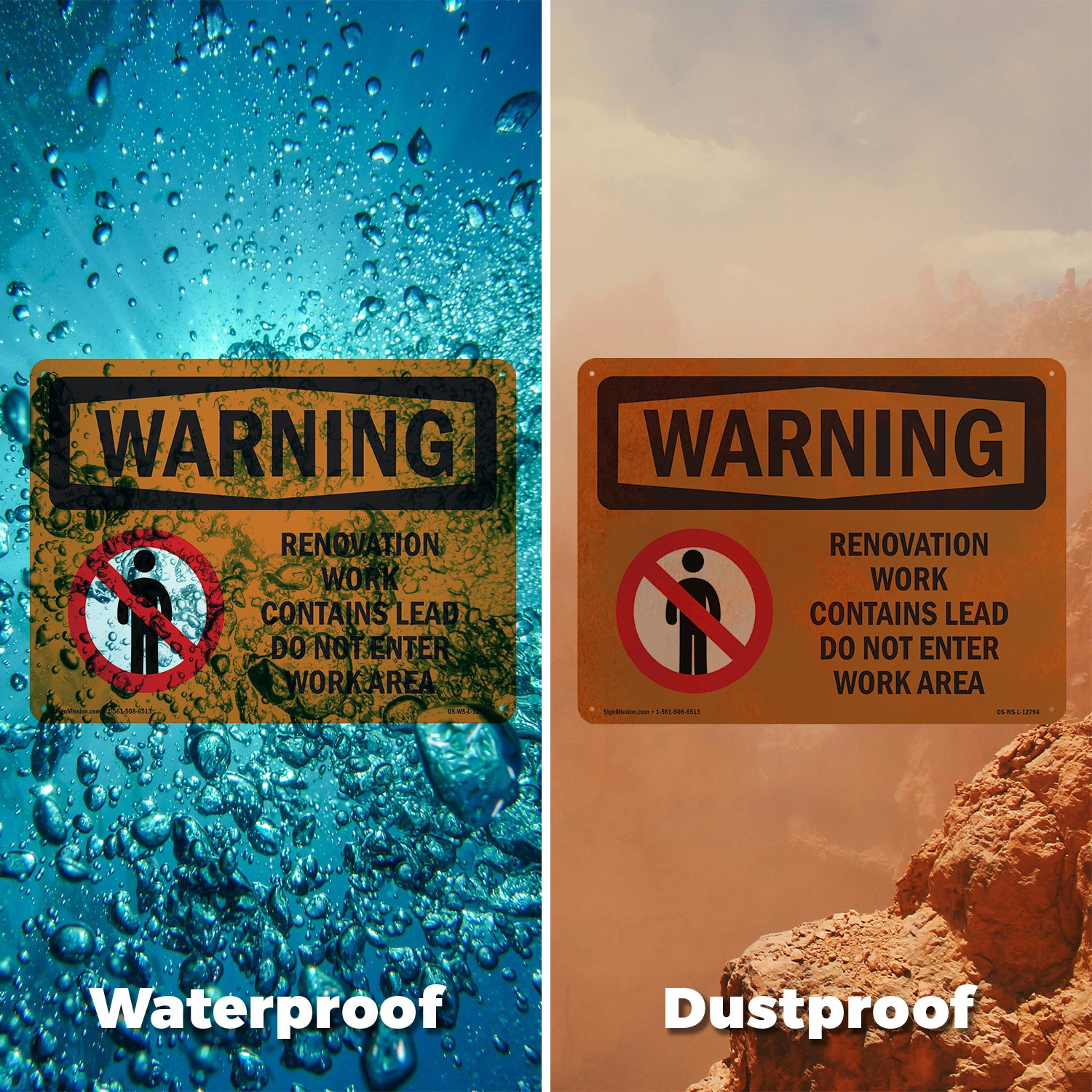 Renovation Work Contains Lead Do Not Enter OSHA WARNING Sign, Decal 5 or 10 Pack