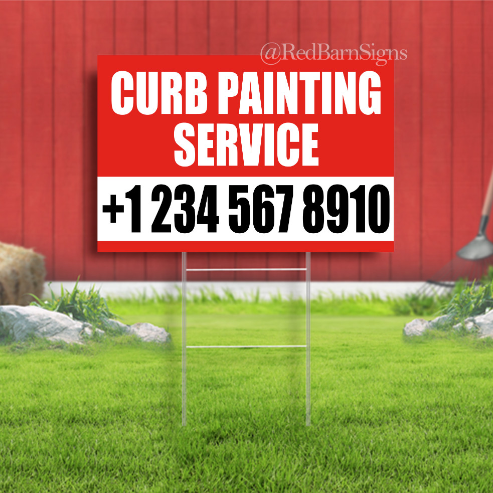 CURB PAINTING SERVICE Indoor Outdoor Yard Sign with metal stakes