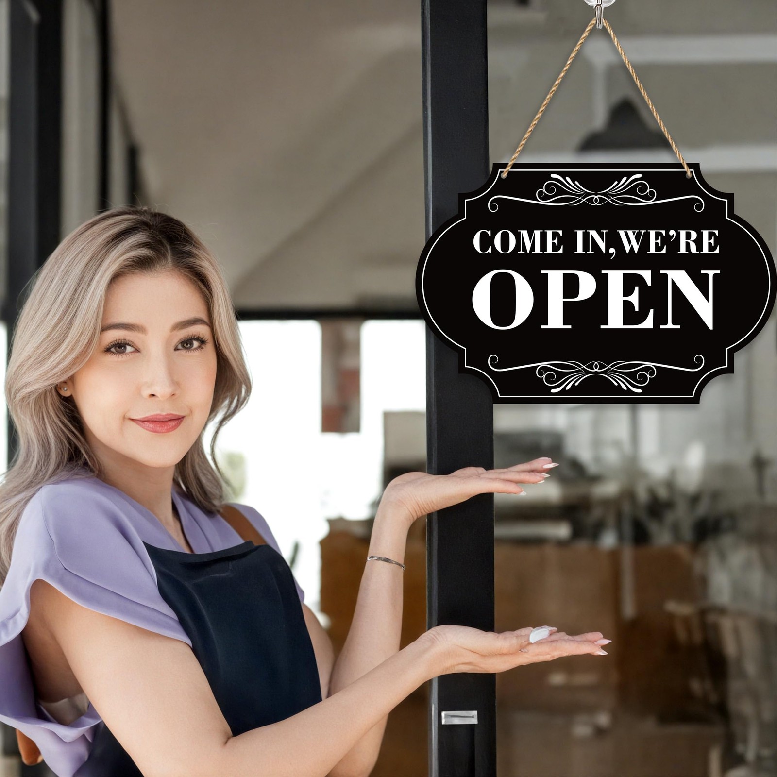 Open Closed Signs for Business, 11×8 Waterproof Double Sided Come In or Closed H