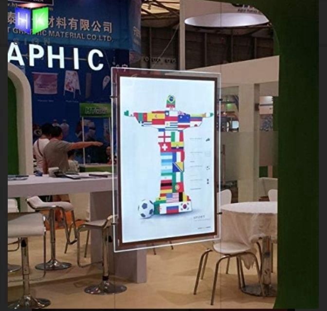 A2 Portrait Crystal Acrylic LED Backlit Real Estate Window Hanging Display Light