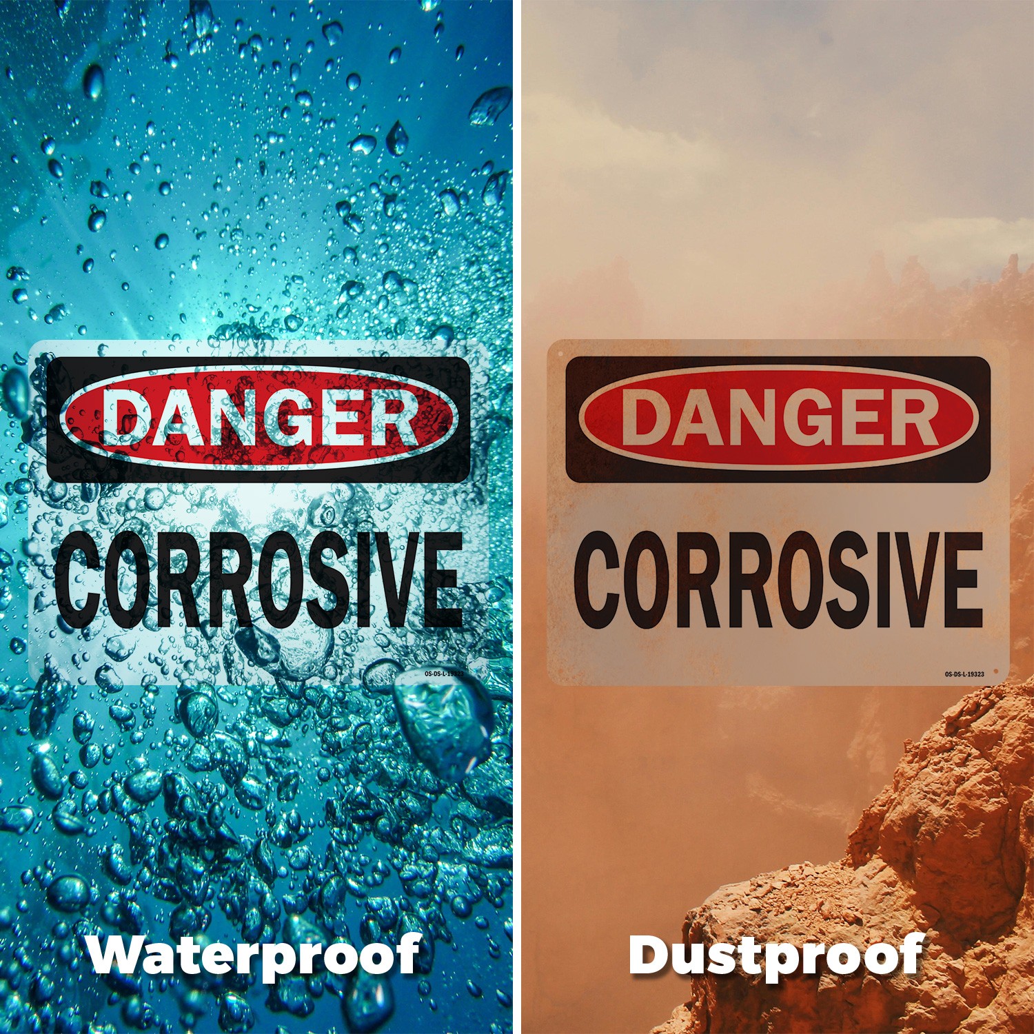 Corrosive OSHA Danger Sign Metal, Plastic, Or Decal – 5 or 10 Pack