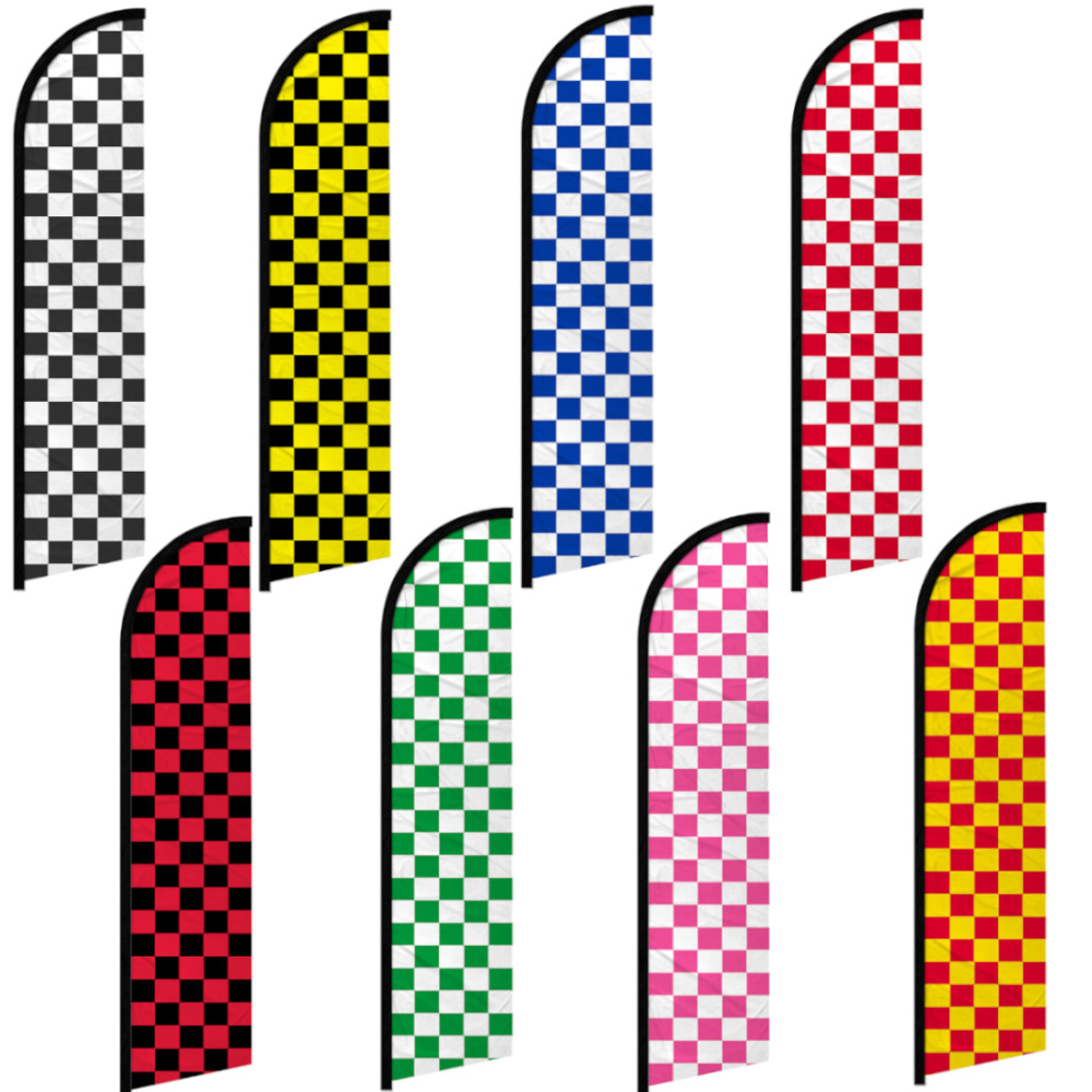 Checkered Full Curve Windless Swooper Flag Promotional Racing Flag