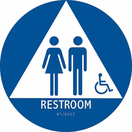 Condor 483U15 Restroom, 12 In W X 12 In H, Circle, Abs Plastic, 483U15