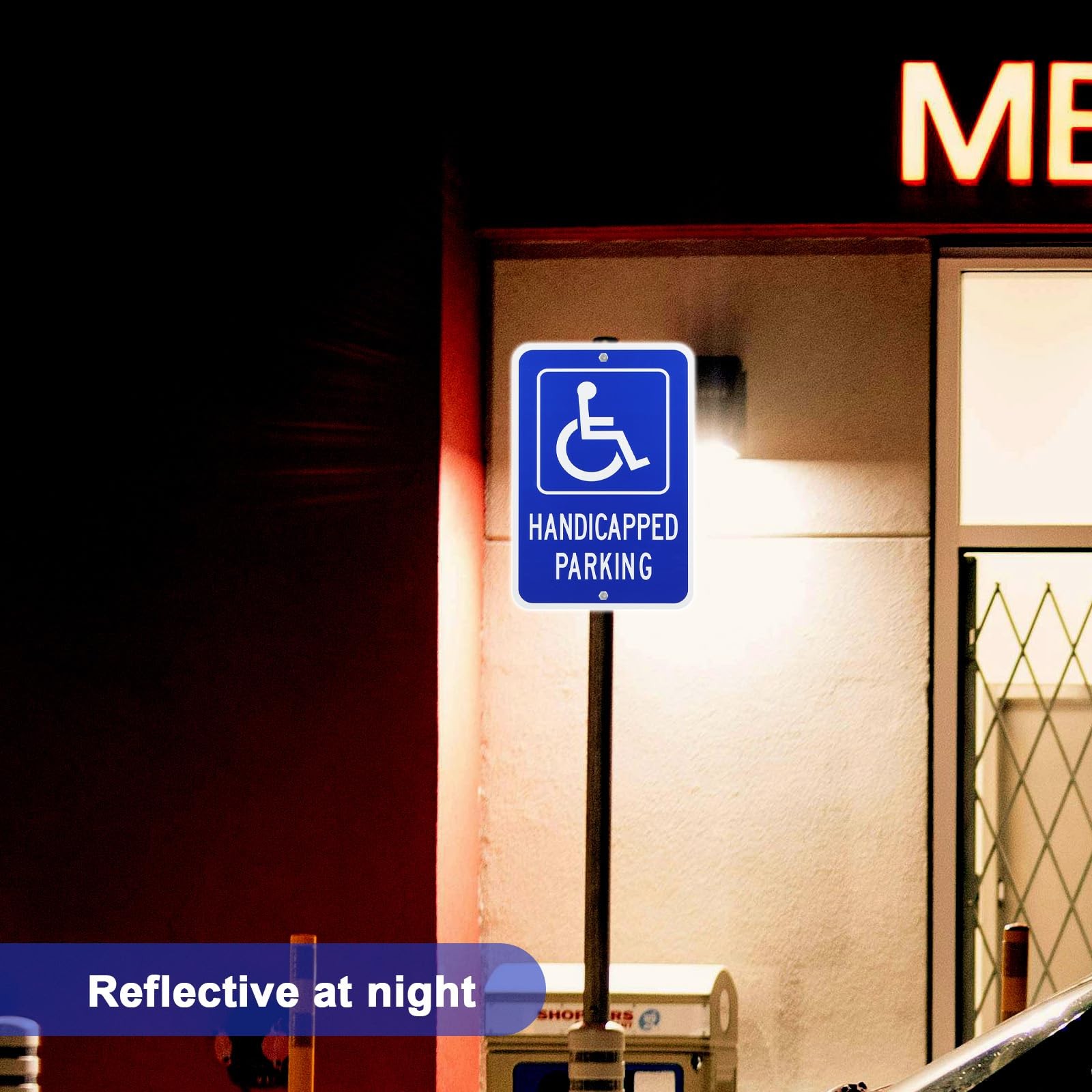 4 PCS Handicap Parking Sign 18×12 Inch 1mm Aluminum Reflective Blue