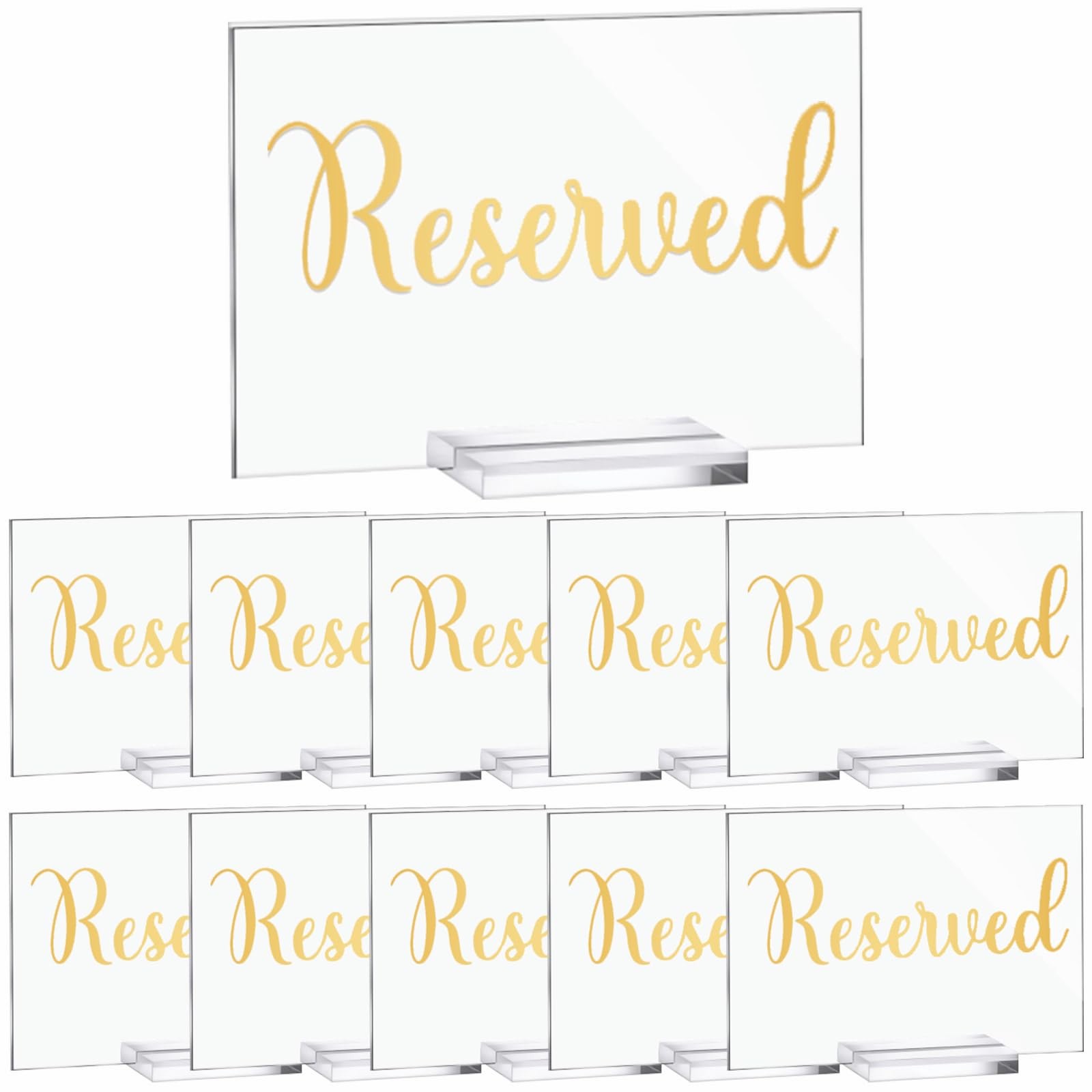 10 Set Acrylic Reserved Table Signs Clear Wedding Cards Holder Reception Set