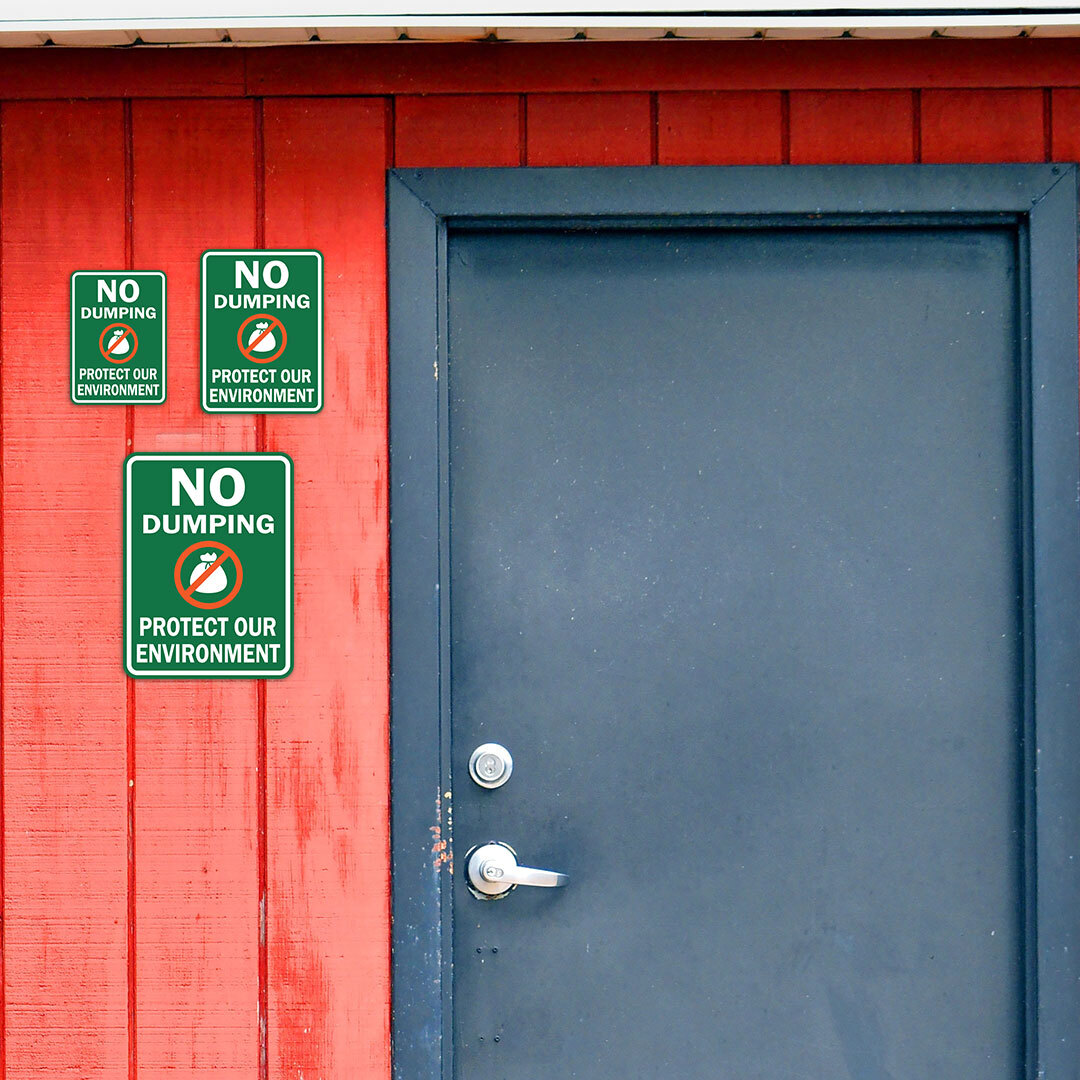 Portrait Round Plus No Dumping Protect Our Environment Wall or Door Sign