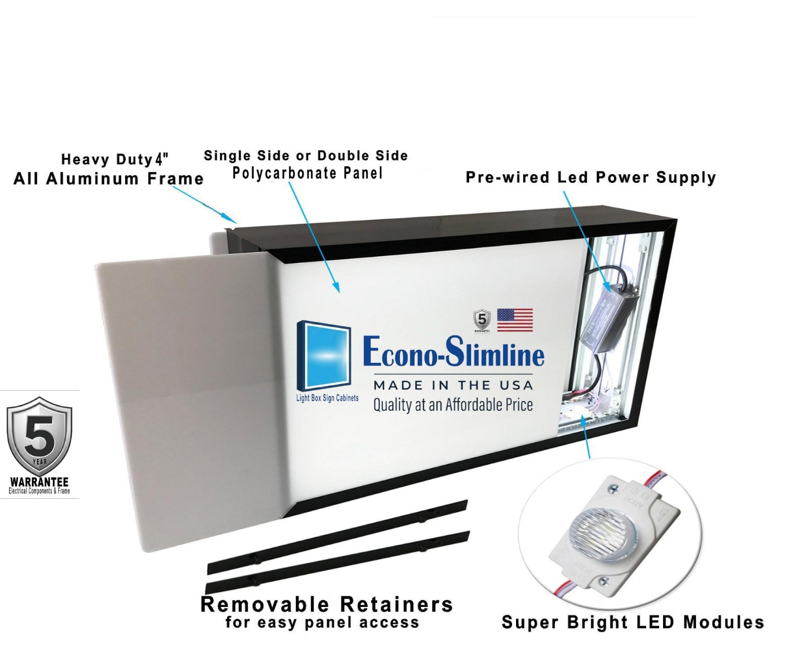Outdoor Light Box Sign Cabinet Single Side Led Lighting Low Profile 2×8