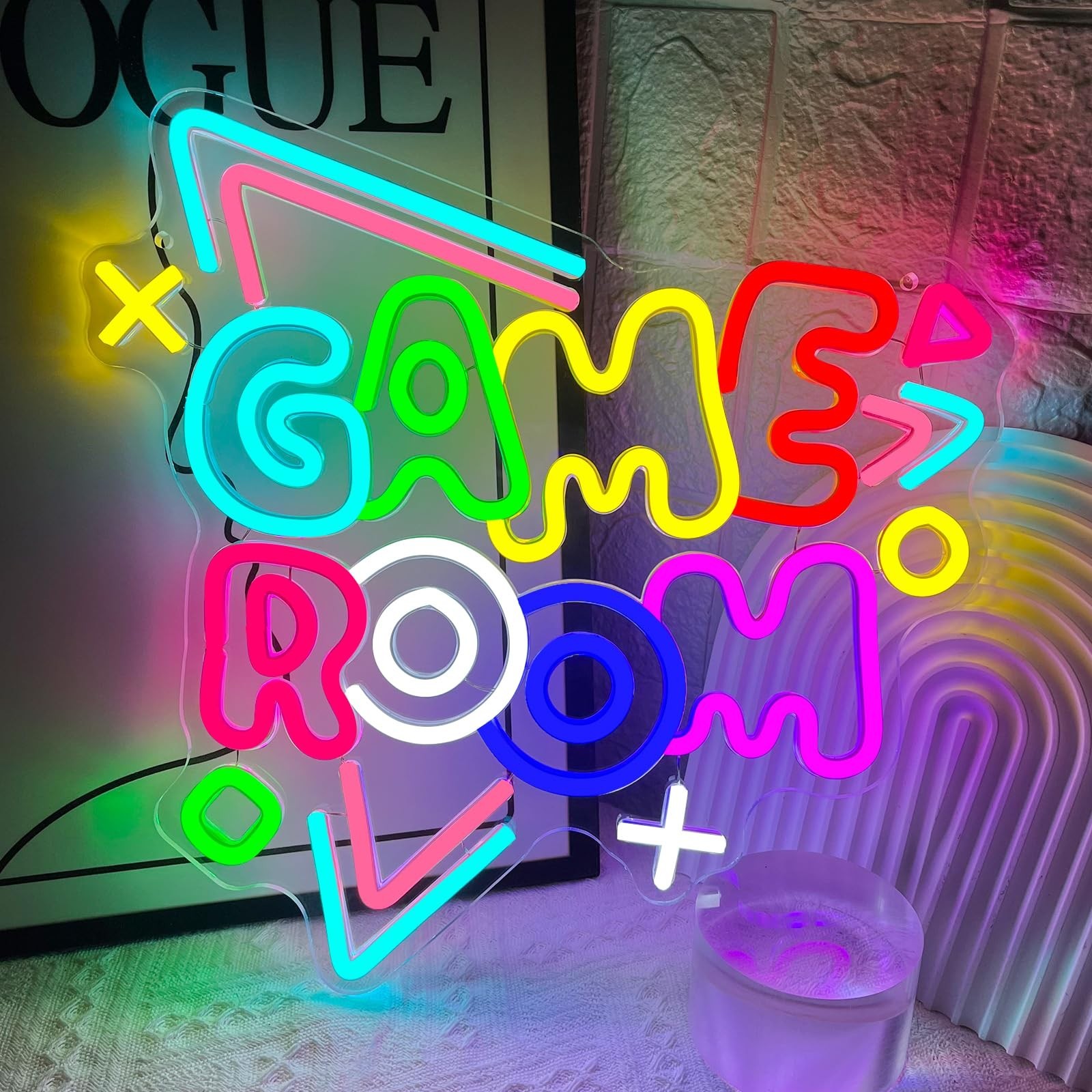 Game Room Neon Sign 13” x 13.6” Big Dimmable Gamer Led Neon Sign USB Powere…