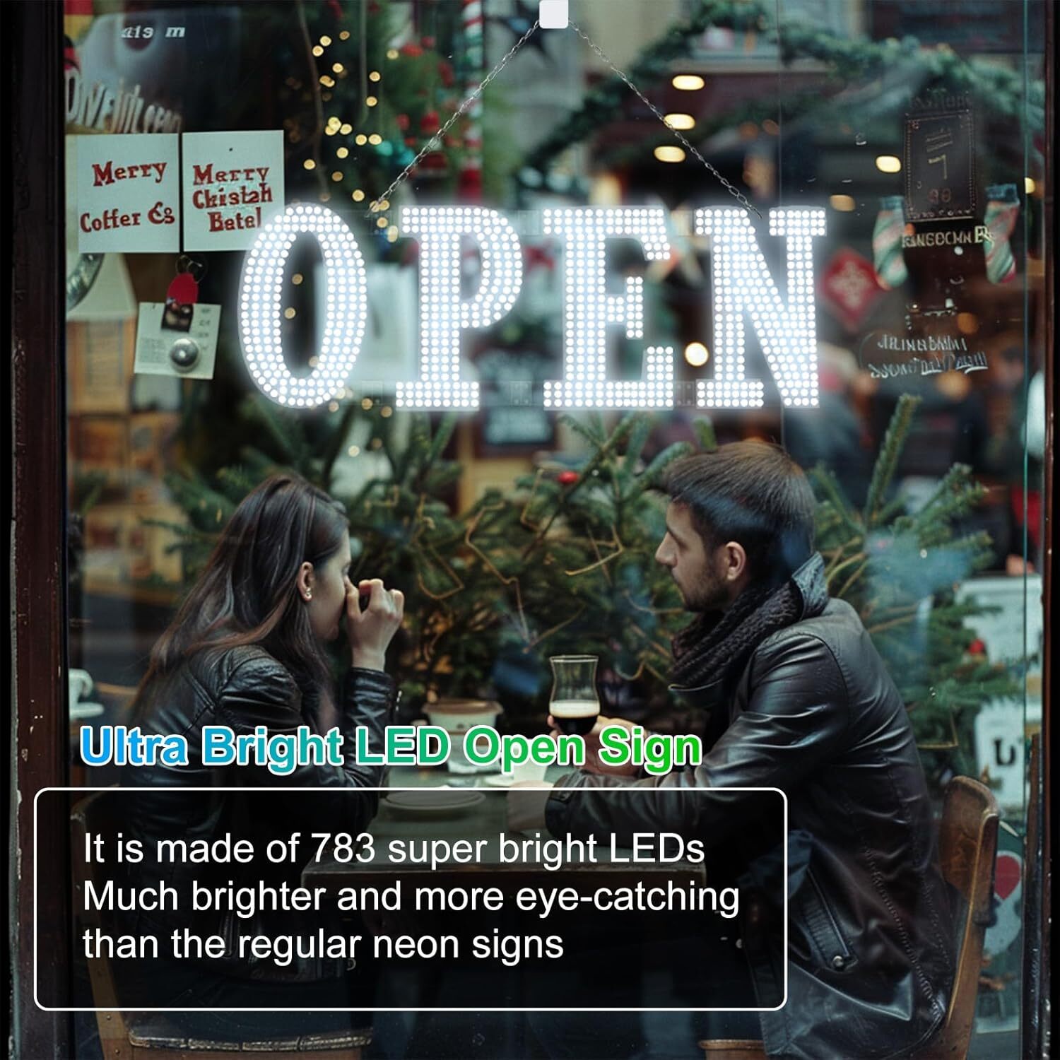 40″x14″ Extra Large LED Open Signs for Business, Unique Design Super Bright Open
