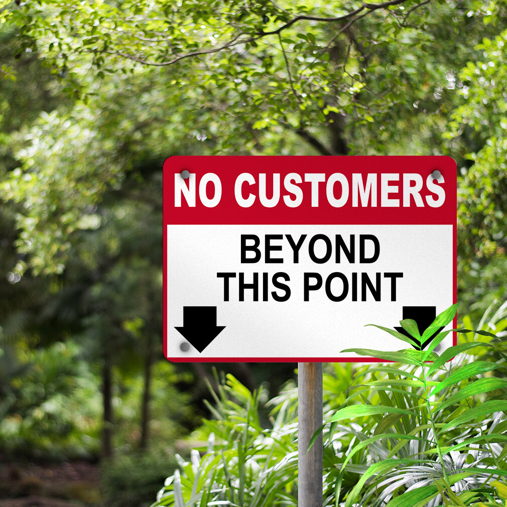 Horizontal Metal Sign No Customers Beyond This Point Business Store Policy