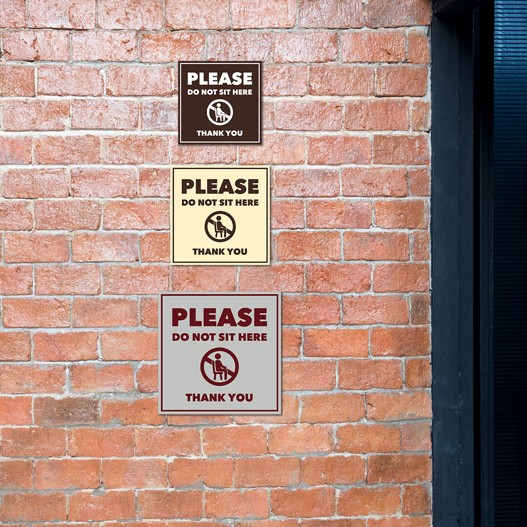 Signs ByLITA Square Please Do Not Sit Here Thank You Door or Wall Sign