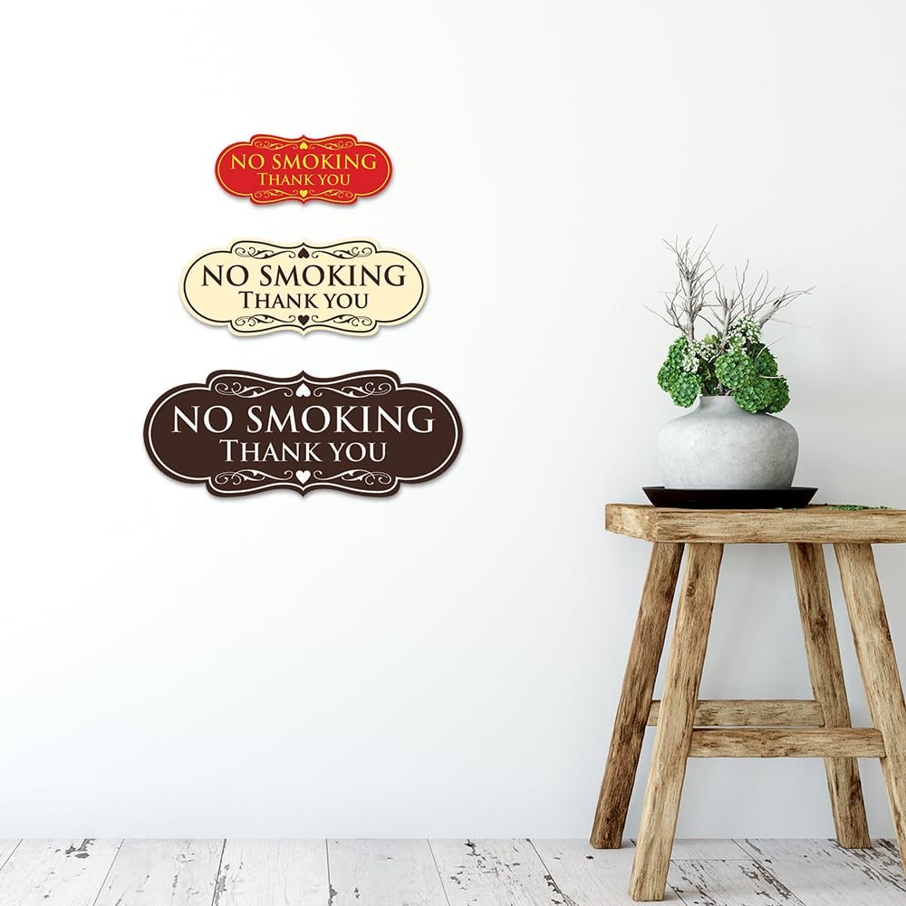 All Quality No Smoking Thank You Sign – Black/Gold Small (10 Pack)