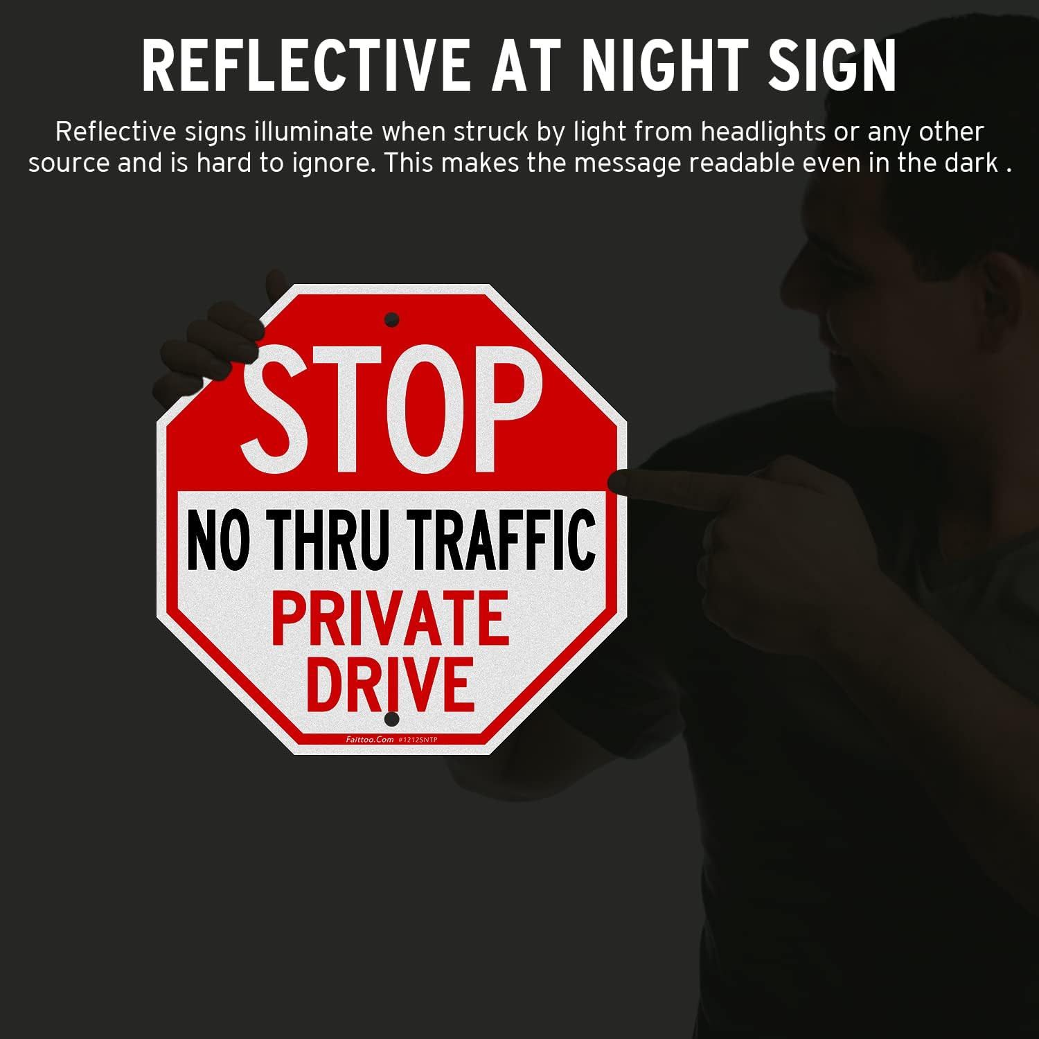 12×12″ Reflective Private Drive Sign Aluminum Weather Resistant Red White