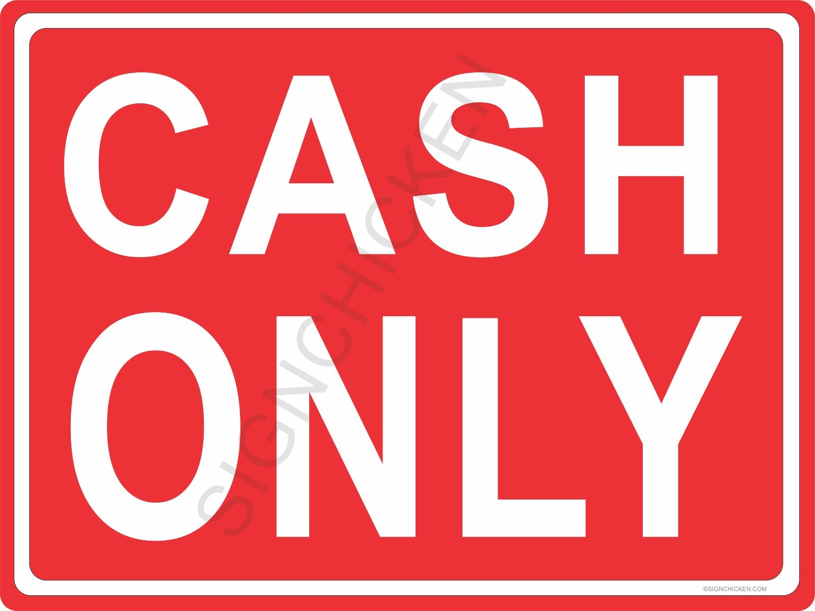 CASH ONLY , store policy sign, retail supplies, business supply, signage
