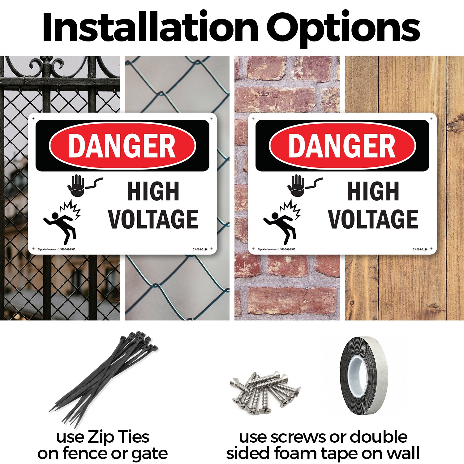 High Voltage OSHA Danger Sign Metal, Plastic, Or Decal – 5 or 10 Pack