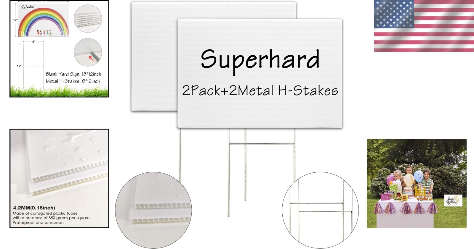 Versatile 2-Pack White Yard Signs – 18×12 Inches for DIY Decor & Announcements