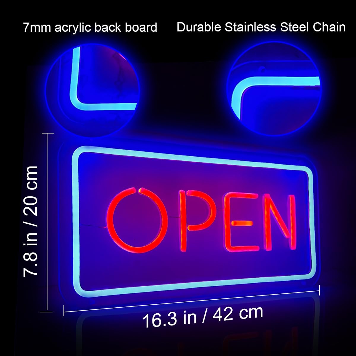 Open Neon Sign 16.5″x7.8″ Dimmable Led Open Sign for Business Restaurant Bar …