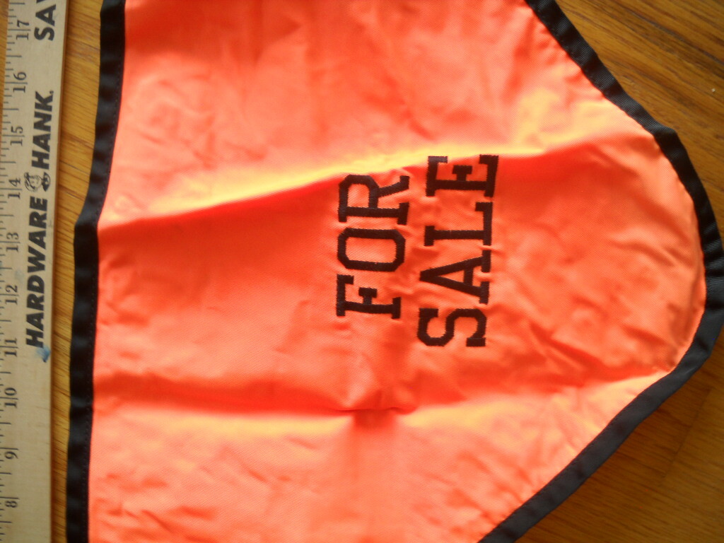 2 For Sale Signs Fluorescent Orange Embroidered buckle fastener triangular