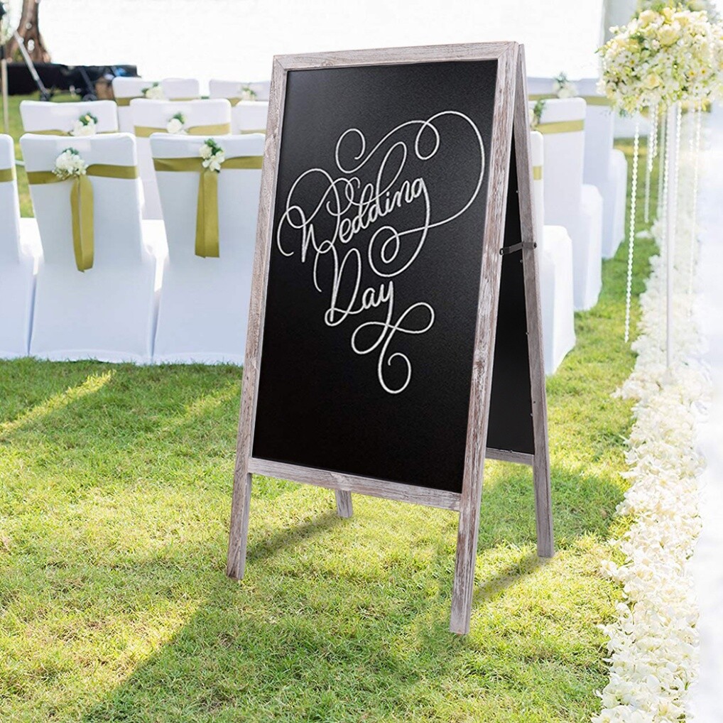 Large Wooden A-Frame Chalkboard Menu Sign Black Board Sidewalk Wedding Signage