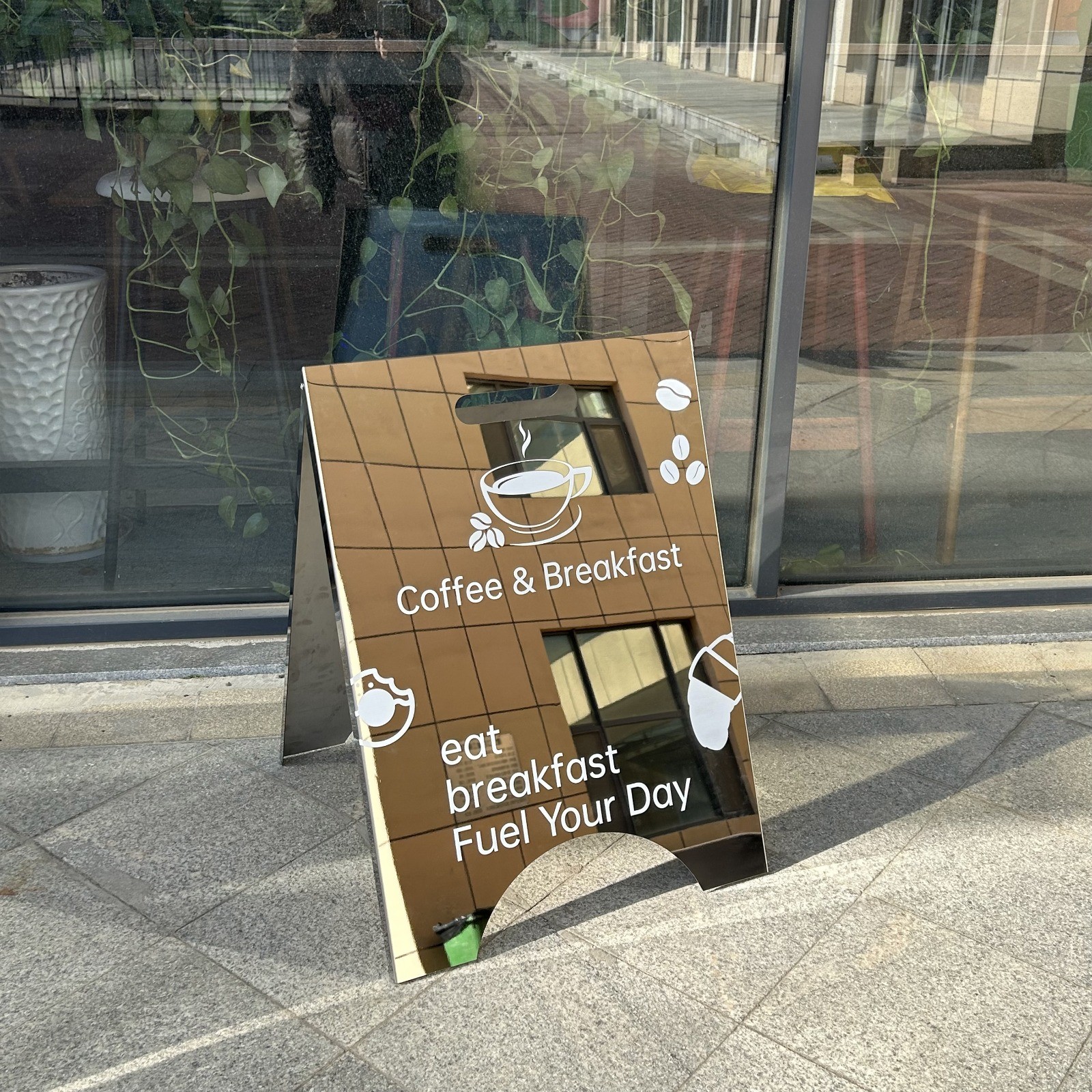 Custom Premium A-Frame Sign Mirror Stainless Steel Store Front Sign Pavement