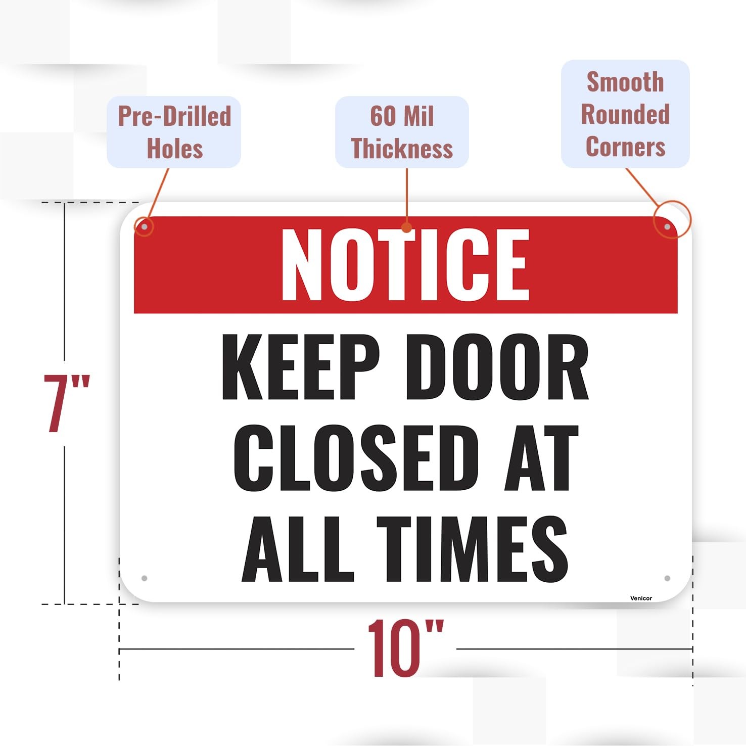 1PC Keep Door Closed At All Times Sign 10 x 7 Inches – Aluminum – Please Clos…