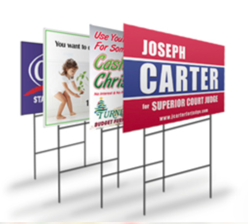 10 24×18 Full Color, Double Sided Custom Yard Signs This includes 30″in Stakes