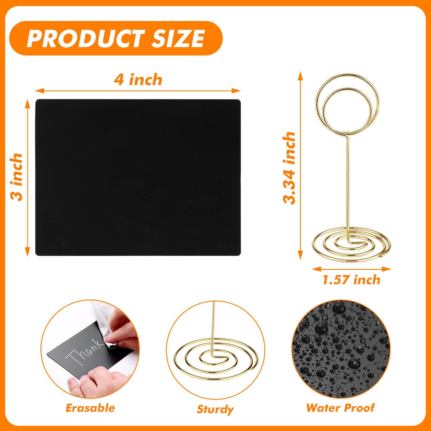 24 Packs Mini Chalkboard Signs with Table Number Holders, 4×3 Inch Small Chal…