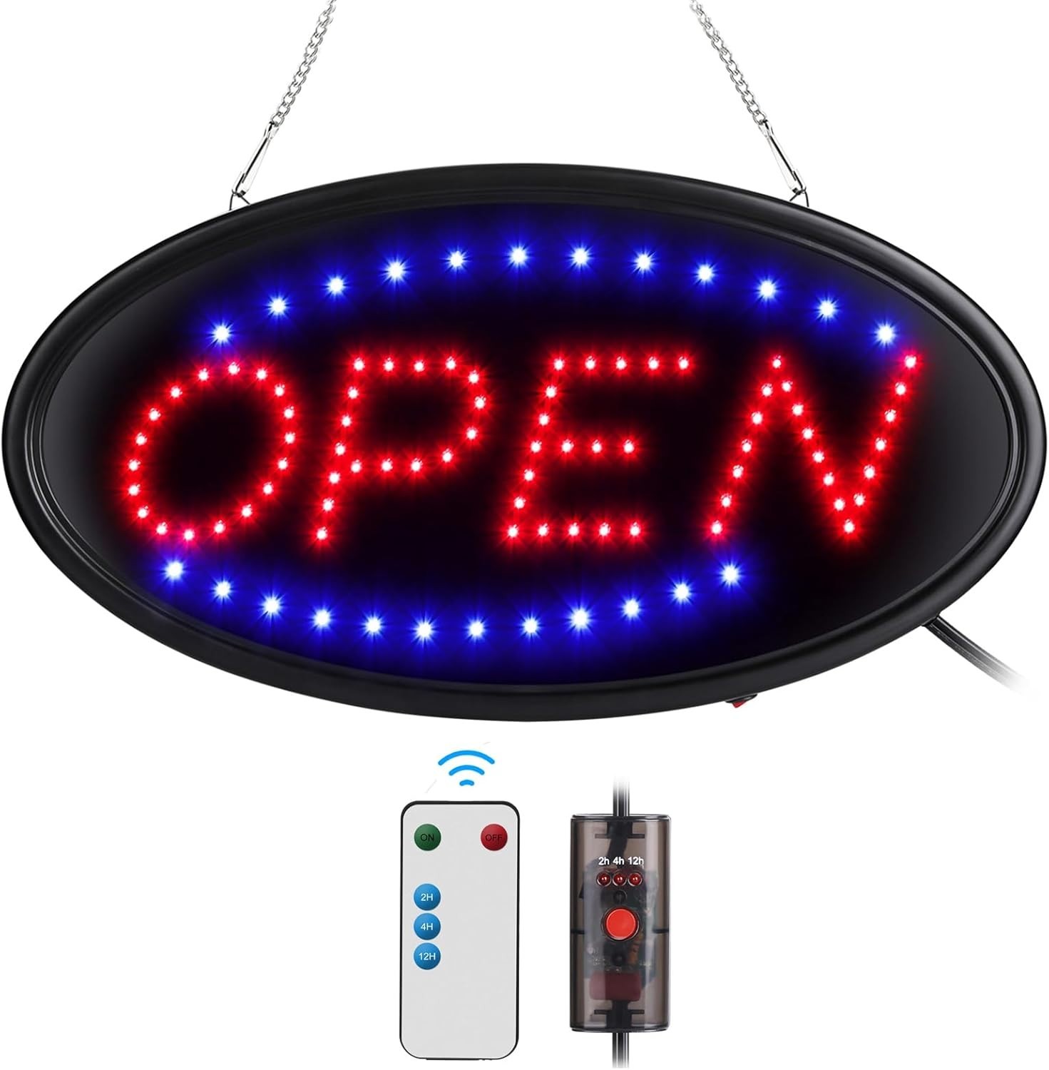 Energy-Efficient LED Open Sign – Flashing & Steady Modes, 19×10 for Bars & Cafes