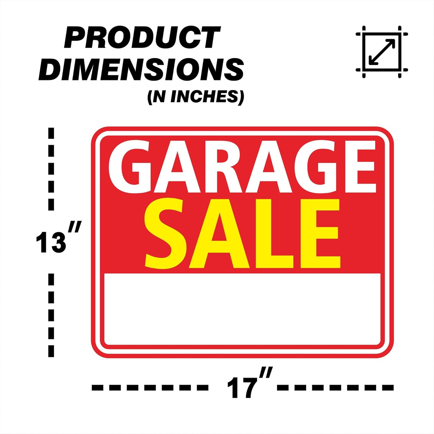 Garage Sale Signs 3 Pack 17″X13″ – Double Sided Yard Sale Signs with Metal Stake