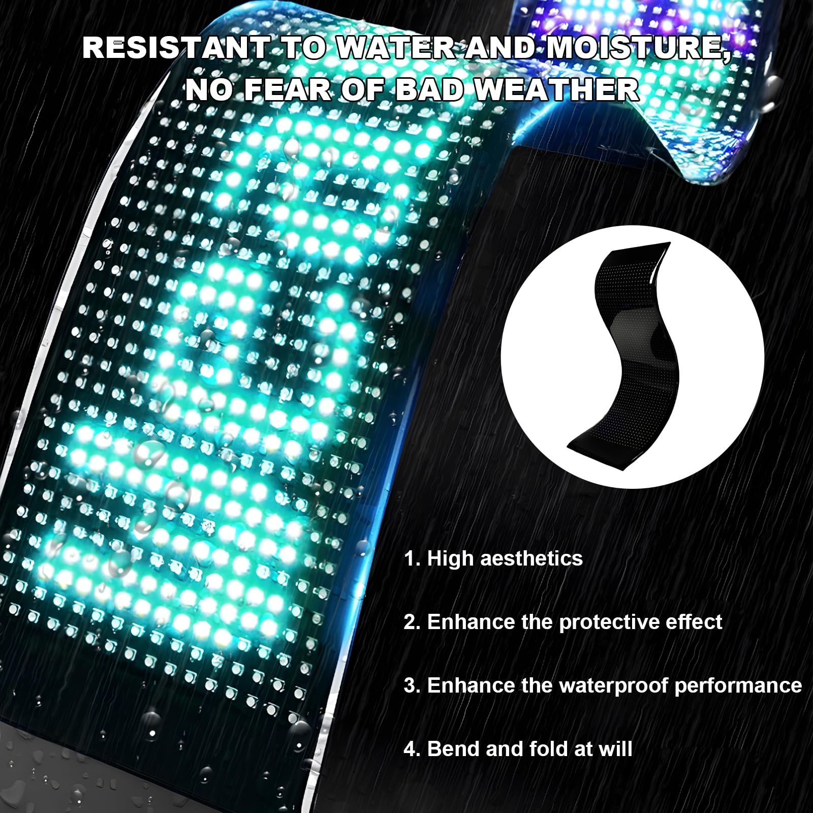 Programmable LED Scrolling Sign 14.7″x3.6″ Bluetooth Custom Text Display for Car