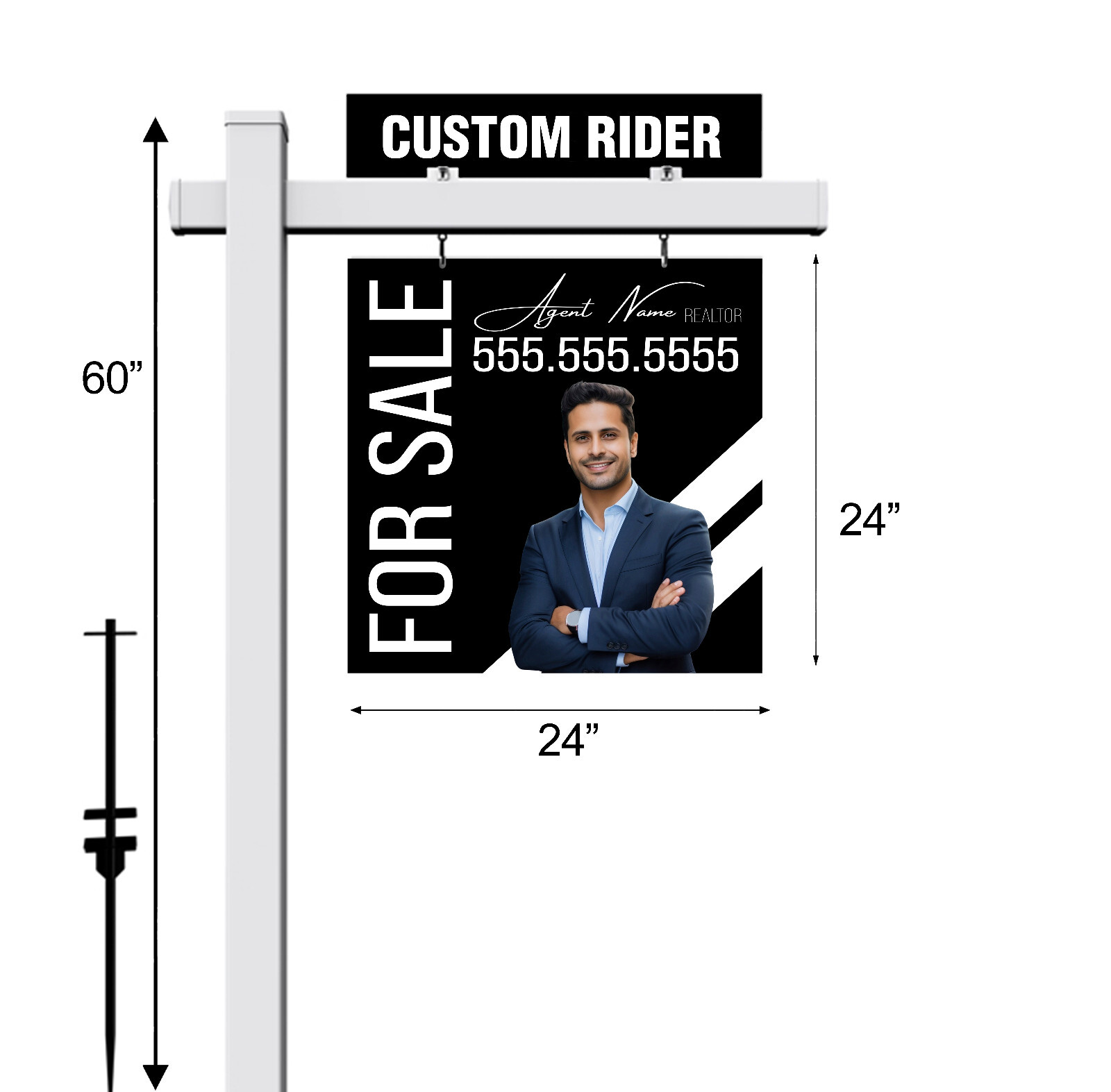 Real Estate Sign, Vinyl PVC Real Estate Sign Post White 5′ , exp For Sale Sign
