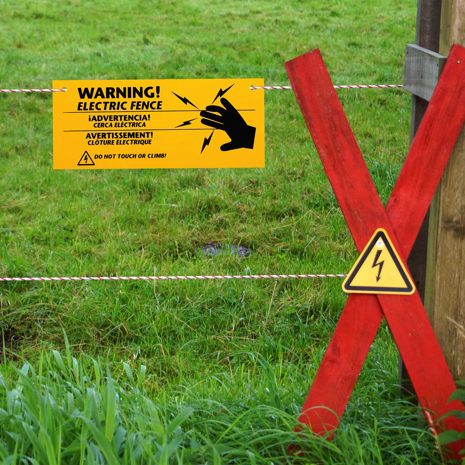 Blulu 8 Pieces Electric Fence Warning Signs 10 X 4 Inch Plastic Danger Electric