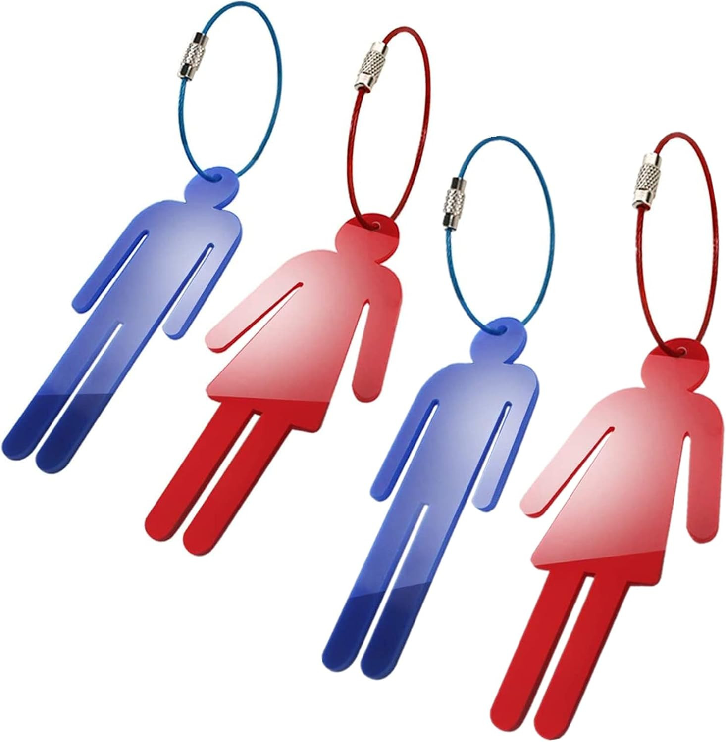 Men Women Unisex Acrylic Restroom Dressing Room Keychains Tags with Wire Rings f