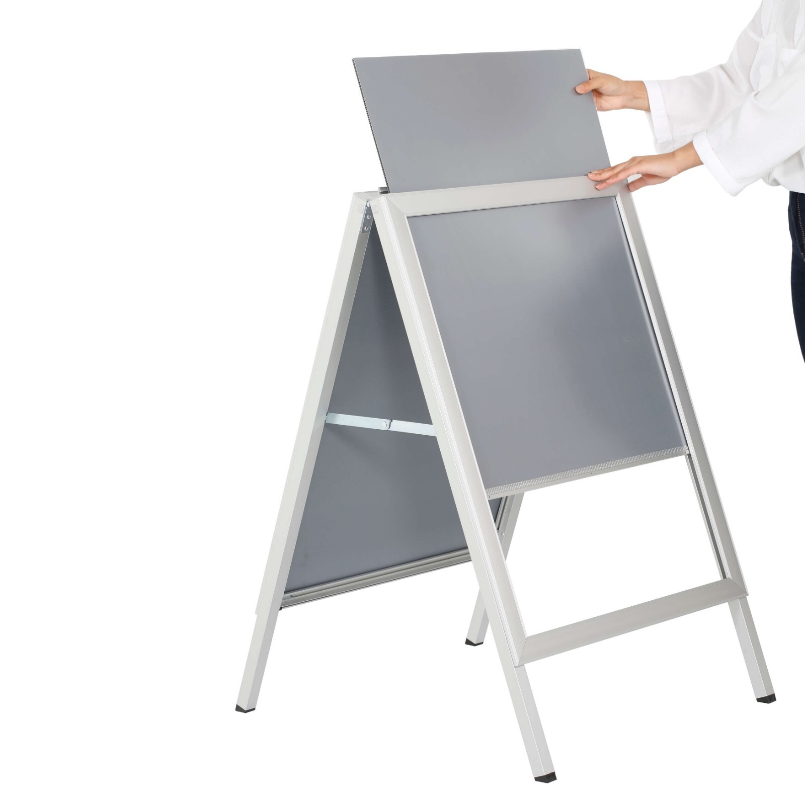 Sandwich Board 24×36 Inches Slide-in A Frame Double Sided Aluminum Silver