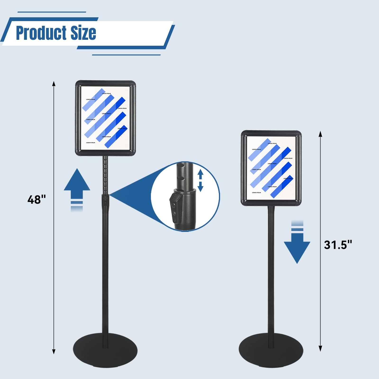 Sign Stand Holder 8.5×11-Inch Adjustable Floor Standing with Heavy Duty Base,…