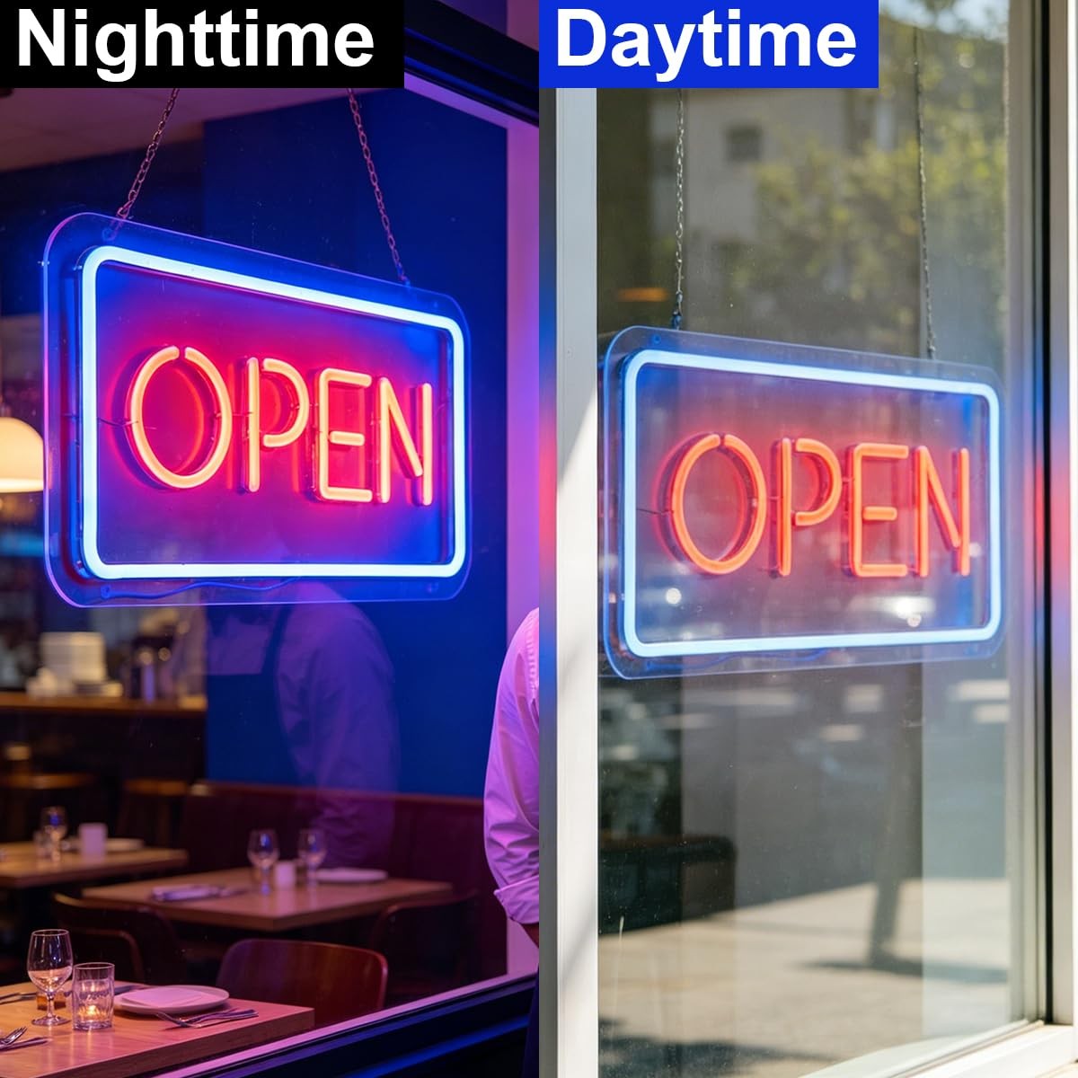 Open Neon Sign 16.5″x7.8″ Dimmable Led Open Sign for Business Restaurant Bar …