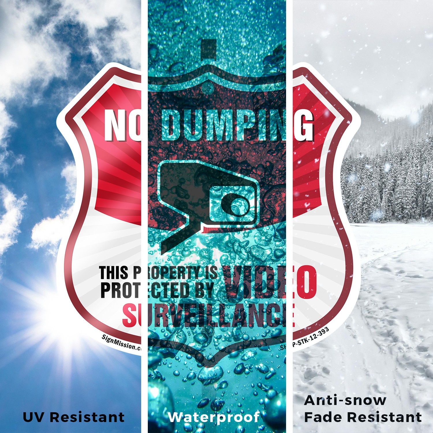 No Dumping Shield Sign This Property Is Protected By Vid Shield Sign With Stake