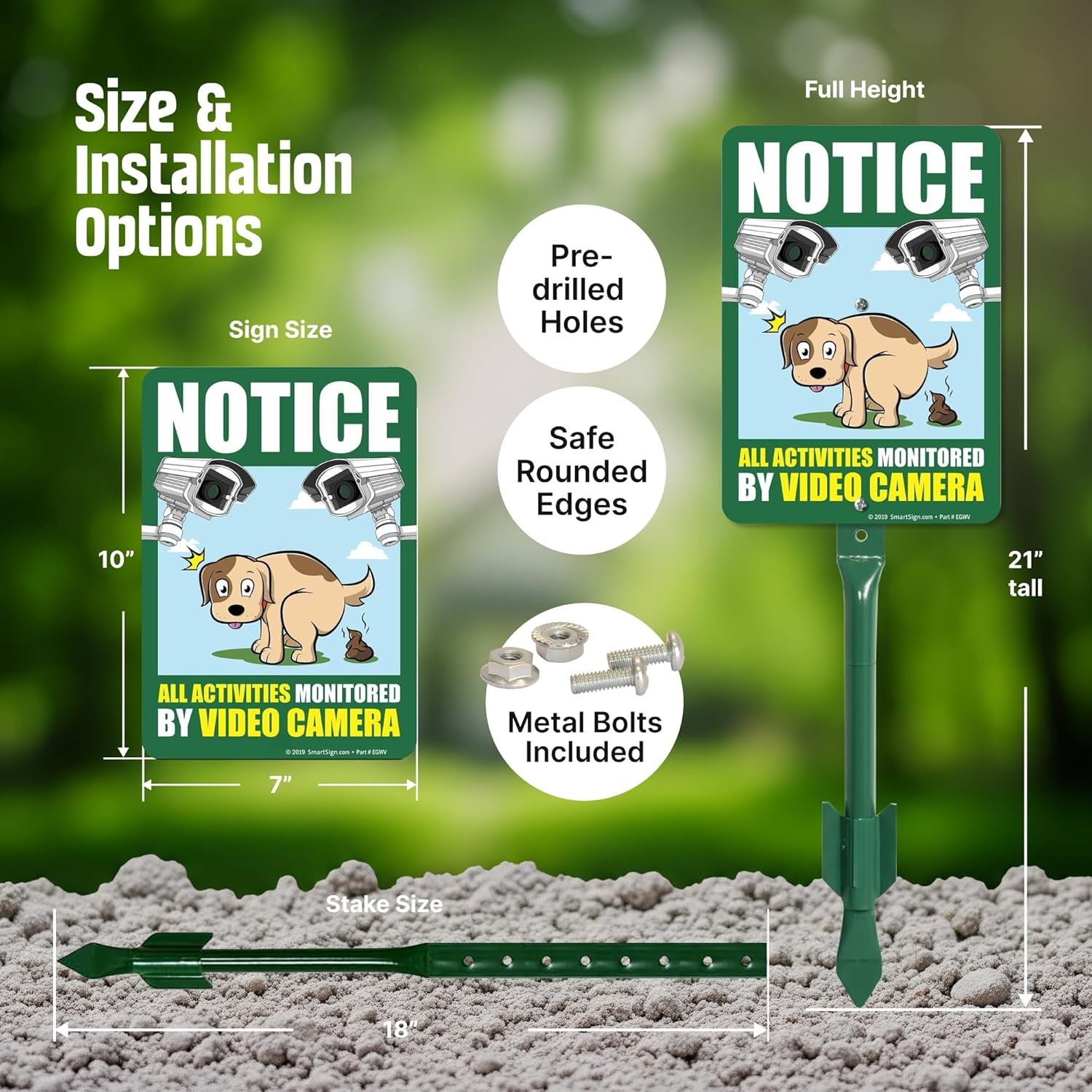 SmartSign 10 x 7 inch “Notice – All Activities Monitored by Video Camera” LawnPu