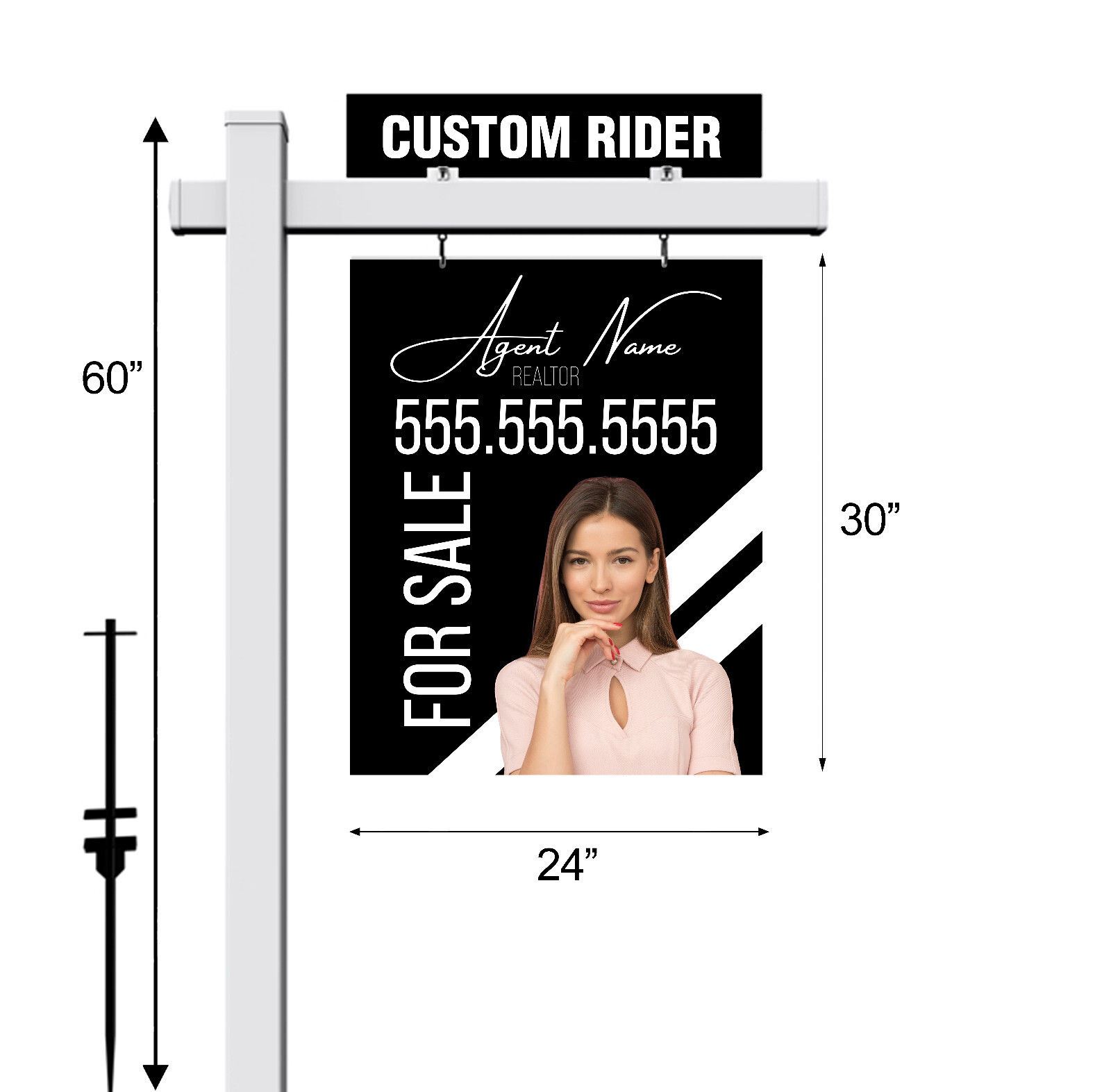 Real Estate Sign, Vinyl PVC Real Estate Sign Post White 5′ , exp For Sale Sign