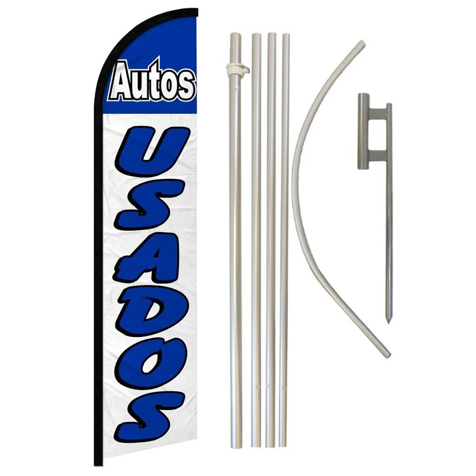 Autos Usados Windless Full Curve Advertising Used Cars Banner Flag & Pole Kit