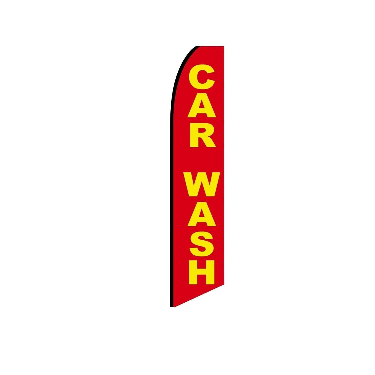 Car Wash RedYellow Swooper Flutter Feather Flag | 3ft W x 11.5ft Tall